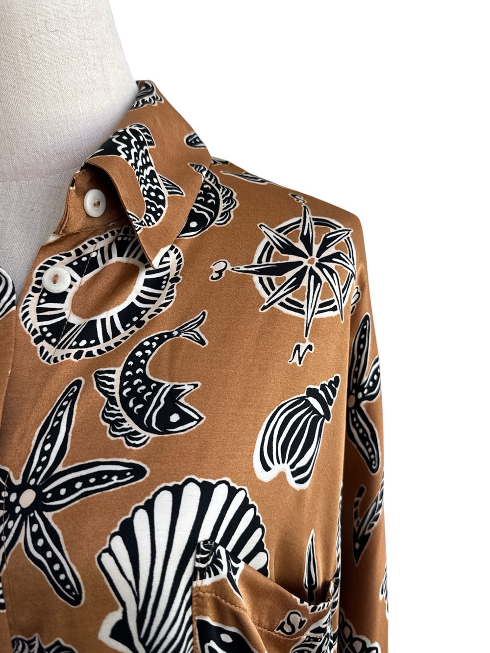 Anthropologie Corey Lynn Calter Long Sleeve Printed Mini Shirt Dress Size Medium - Picture 4 of 12